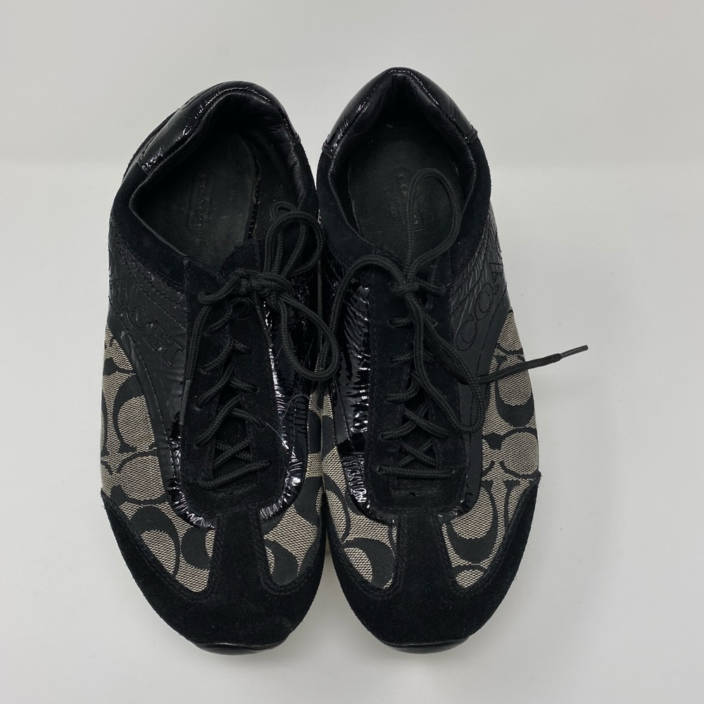 COACH Kodie Sneakers Black Canvas/Patent Leather